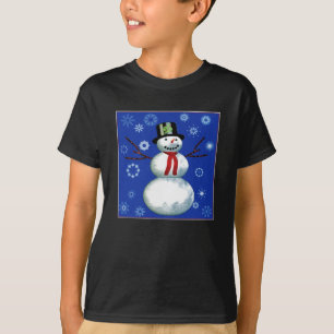 fröhlicher Schneemann im Oberhut T-Shirt