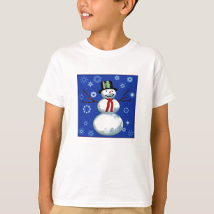 fröhlicher Schneemann im Oberhut T-Shirt
