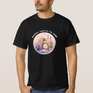 Fröhlicher Schneemann im Winter Wonderland Design T-Shirt