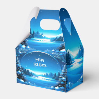 Fröhlicher Schneemann in einer verschneiten Wald-G Geschenkschachtel
