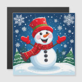 Fröhlicher Schneemann in Red Scarf und Hat Magnetkarte (Vorne/Hinten)