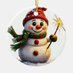 Fröhlicher Schneemann Keramik Ornament