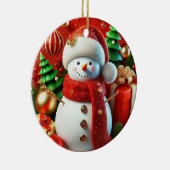 fröhlicher Schneemann Keramik Ornament (Rechts)