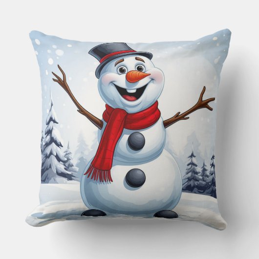 fröhlicher Schneemann Kissen (Vorderseite)