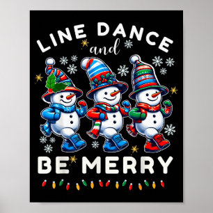 Fröhlicher Schneemann Liniendanz Weihnachten Lusti Poster