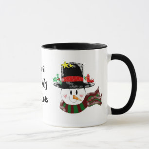 Fröhlicher Schneemann mit hohem schwarzen Hut Tasse
