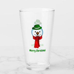 Fröhlicher Schneemann mit seinem roten Schal Glas