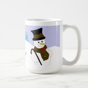 Fröhlicher Schneemann mit Spruch Kaffeetasse