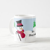 Fröhlicher Schneemann mit Spruch Kaffeetasse (Vorderseite Links)