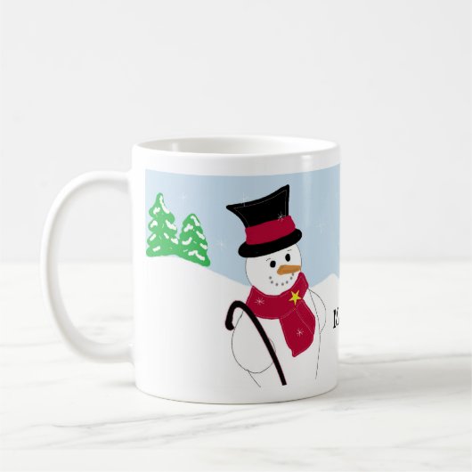 Fröhlicher Schneemann mit Spruch Kaffeetasse (Links)