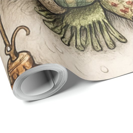 Fröhlicher Schneemann mit Weihnachtskugeln Geschenkpapier (Rolleneckpunkt)