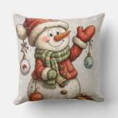 Fröhlicher Schneemann mit Weihnachtskugeln Kissen (Rückseite)