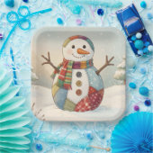 Fröhlicher Schneemann Pappteller (Party)