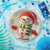 fröhlicher Schneemann Pappteller (Party)