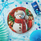 fröhlicher Schneemann Pappteller (Party)