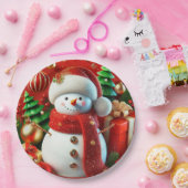 fröhlicher Schneemann Pappteller (Party)