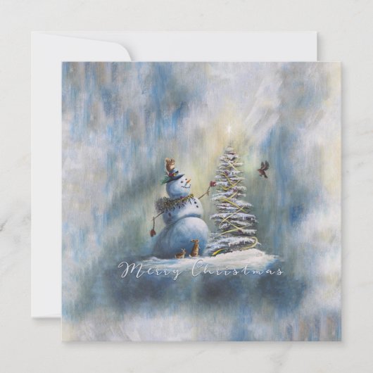 Fröhlicher Schneemann-Platz 5,25" Dankeskarte (Vorderseite)