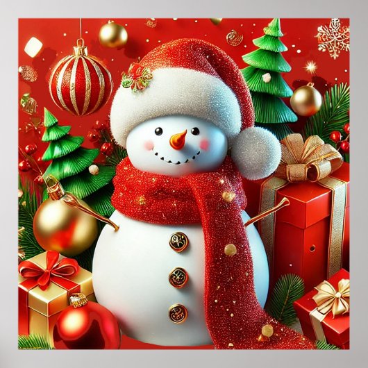 fröhlicher Schneemann Poster (Vorne)