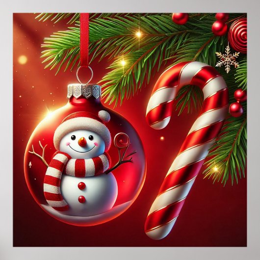 fröhlicher Schneemann Poster (Vorne)