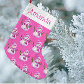 Fröhlicher Schneemann Rosa Personalisiert Ornament