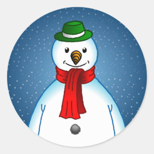 Fröhlicher Schneemann Runder Aufkleber