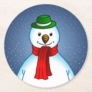 Fröhlicher Schneemann Runder Pappuntersetzer