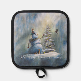 Fröhlicher Schneemann Topflappen