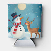 Fröhlicher Schneemann und Rentier Dosenkühler (Vorderseite)