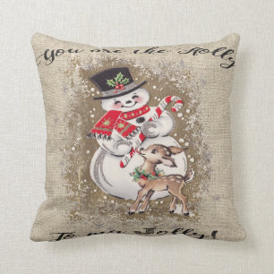 Fröhlicher Schneemann und Rentiere! So süß... Kissen