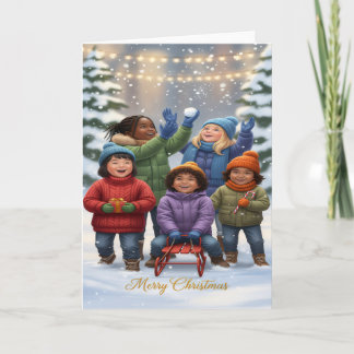 Fröhlicher Schneetag – Weihnachtsgrußkarte für Kin Karte