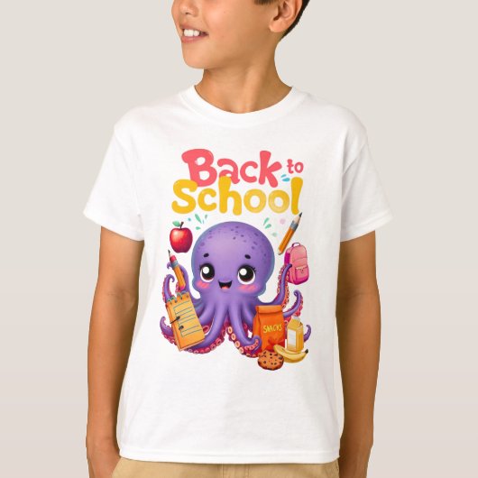 Fröhlicher Schulktopus - Design von hinten in der T-Shirt (Vorderseite)