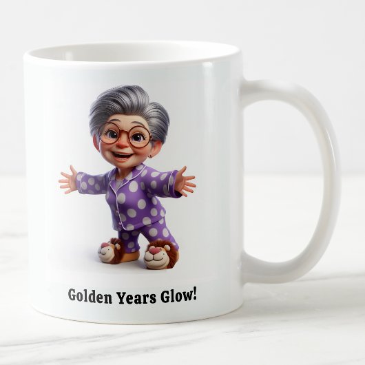 Fröhlicher Senior Citizen in gemütlicher Atmosphär Kaffeetasse