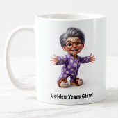 Fröhlicher Senior Citizen in gemütlicher Atmosphär Kaffeetasse