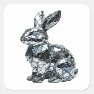 Fröhlicher Silber-Kunstaufkleber Quadratischer Aufkleber
