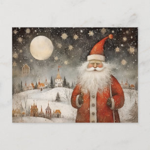 Fröhlicher skurriler Weihnachtsmann in einem schne Postkarte