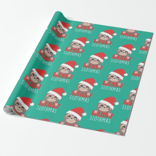 Fröhlicher Slothmas Sloth-niedliche Geschenkpapier (Ungerollt)
