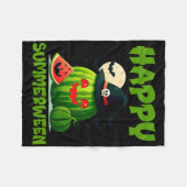 Fröhlicher Sommerween Sommer Wassermelone Jack-o-l Fleecedecke (Vorderseite (Horizontal))