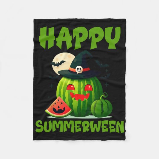 Fröhlicher Sommerween Sommer Wassermelone Jack-o-l Fleecedecke (Vorderseite)