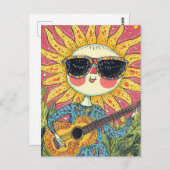 Fröhlicher Sonnenschein Gitarre spielen Postkarte (Vorne/Hinten)