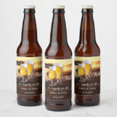 Fröhlicher Sonnenuntergang nach Hochzeit Bierflaschenetikett (Flaschen)