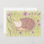 Fröhlicher Springtime-Igel Postkarte (Vorne/Hinten)