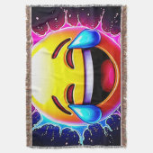 Fröhlicher Spritzer: Lachende Emoji-Kunst Decke (Vorderseite Vertikal)