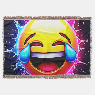 Fröhlicher Spritzer: Lachende Emoji-Kunst Decke