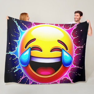 Fröhlicher Spritzer: Lachende Emoji-Kunst Fleecedecke