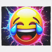 Fröhlicher Spritzer: Lachende Emoji-Kunst Fleecedecke (Vorderseite (Horizontal))