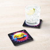 Fröhlicher Spritzer: Lachende Emoji-Kunst Getränkeuntersetzer (Rechte Seite)