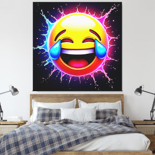 Fröhlicher Spritzer: Lachende Emoji-Kunst Leinwanddruck
