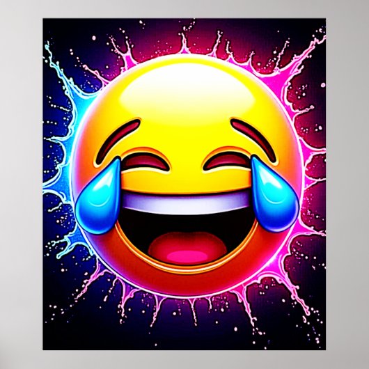 Fröhlicher Spritzer: Lachende Emoji-Kunst Poster (Vorne)