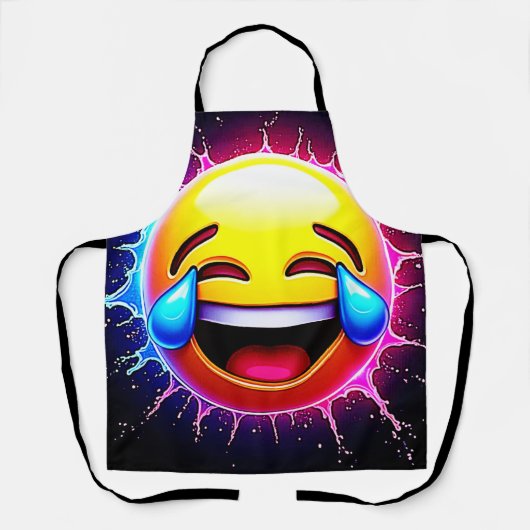 Fröhlicher Spritzer: Lachende Emoji-Kunst Schürze (Vorderseite)