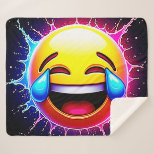 Fröhlicher Spritzer: Lachende Emoji-Kunst Sherpadecke